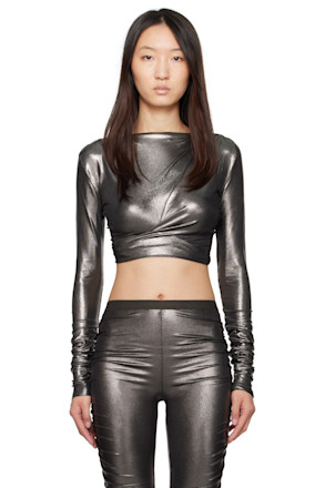 Gunmetal Hollywood Jade LS Crop Top