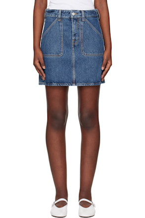 Blue Patch Pocket Denim Miniskirt