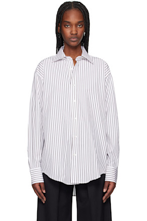 White & Brown Classic Stripe Shirt