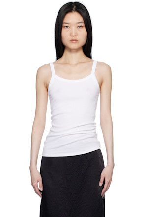 White Fine Rib Tank Top