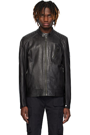 Black V Racer Leather Jacket