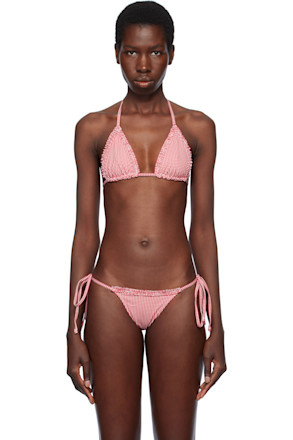 Red & White Nick Skimpy Triangle Bikini Top