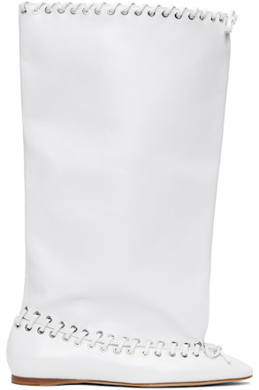 White Level Flat Boots