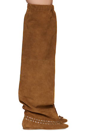 Brown Level Flat Thigh High Tall Boots