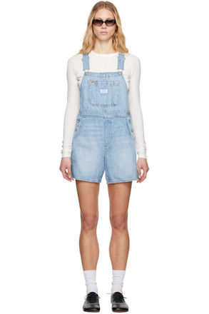 Blue Utility Short Denim Overalls