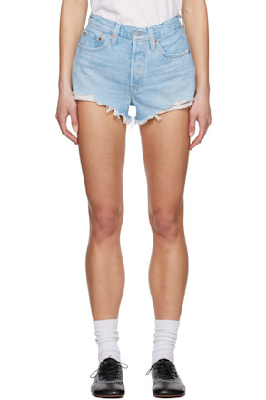 Blue 501 Original Fit High Rise Denim Shorts