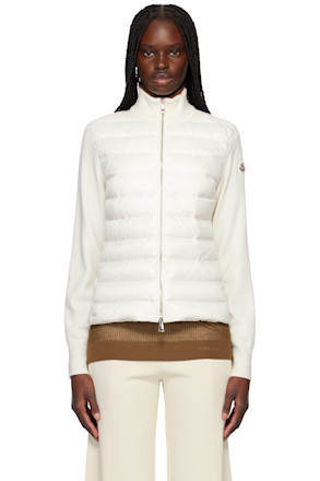 Off-White Padded Wool Zip-Up Down Cardigan