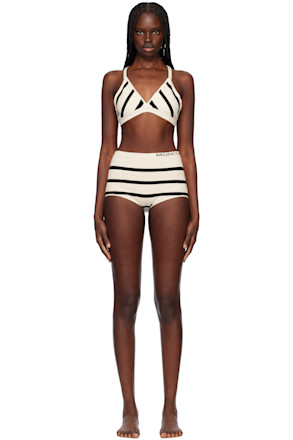 Off-White & Black Knit Bikini