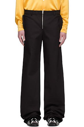 Black Front Zip Flap Pocket Denim Trousers