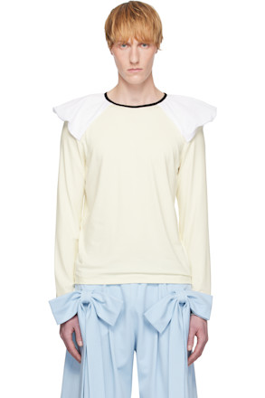 Off-White Draped Shoulder Jersey Top