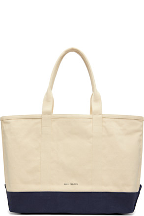 Off-White & Navy Stefan Cotton Canvas Tote