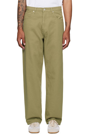 Khaki Mogens Relaxed 5 Pocket Heavy Twill Trousers