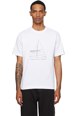 White Holger Organic Boat Print T-Shirt