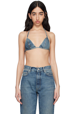 Blue Hollywood Garment-Washed Denim Bra