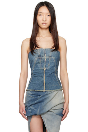 Blue Hollywood Bustier Denim Top