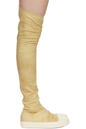 Beige Hollywood High Sock Sneaks Tall Boots