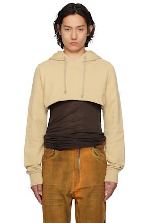 Beige Hollywood Cropped Hoodie
