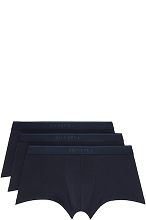Three-Pack Navy Stretch Cotton Boxer Briefs