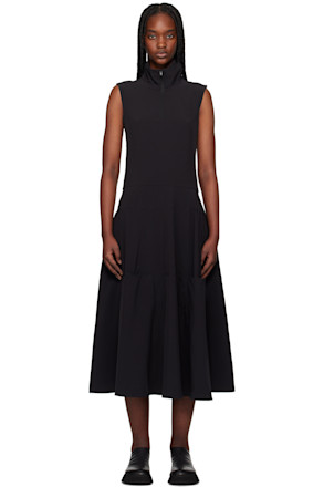 Black Half-Zip Midi Dress