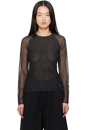 Black Mesh Fitted T-shirt
