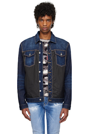 Navy & Black Denim Puffer Jean Jacket