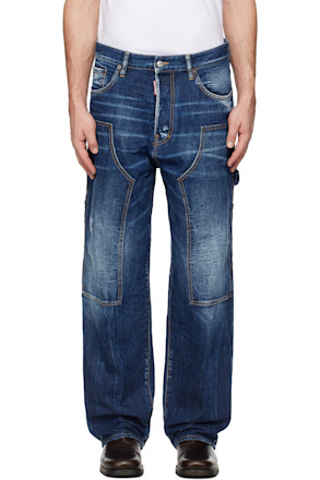 Blue Dark Semplice Loose Carpenter Jeans