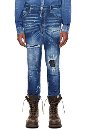 Blue Medium Ripped Wash Cool Guy Jeans