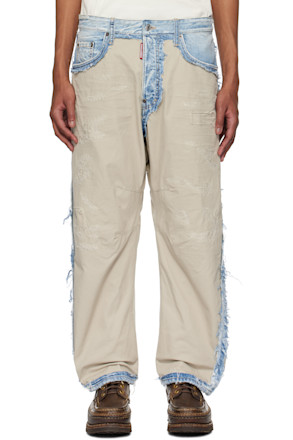 Blue & Beige Super Ripped Mixed Kawaii Jeans