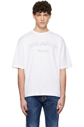 White Loose Fit Faded Logo T-shirt