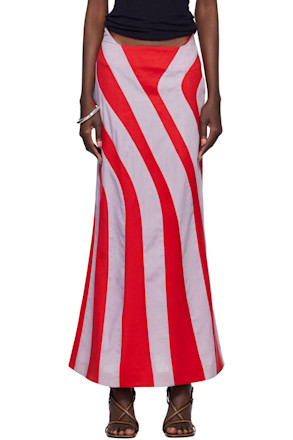 Red & Blue Parametric Maxi Skirt