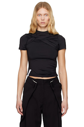 Black Twisted Knot Half Sleeve T-shirt