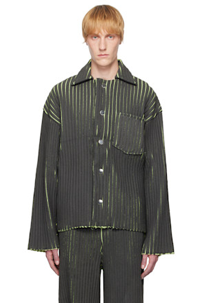 Black & Green Relaxed Fit Knit Jacket