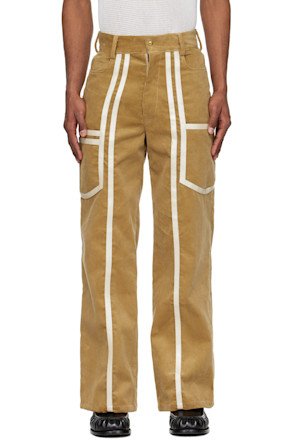 Beige Corduroy Cargo Pants