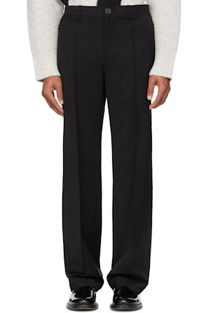 Black Relaxed Wool Trousers