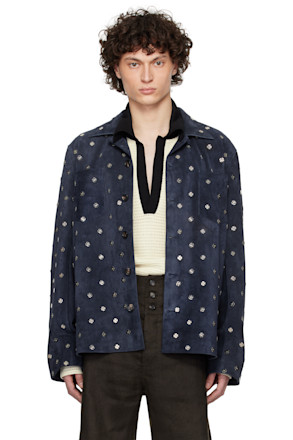 Navy Clover Suede Work Shirt