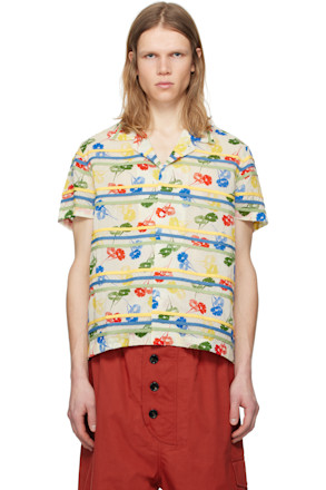 Multicolor Flower Stamp Short Sleeve Shirt