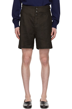 Brown Linen Cot Shorts