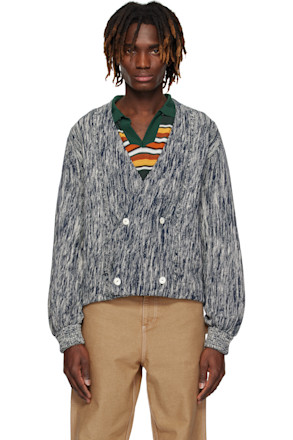 Navy Double-Breasted Cardigan