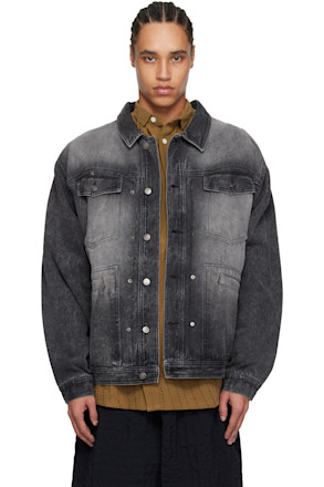 Black Hand-Embroidered Denim Jacket