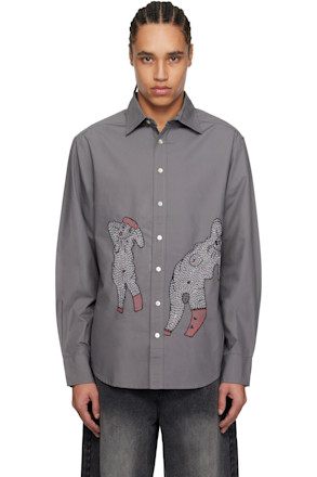 Gray Double Lady Tailored Shirt