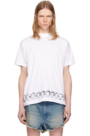 White Chain Belt Print Short Sleeve T-shirt