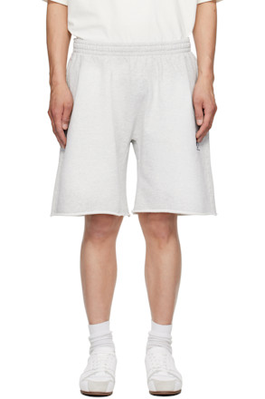 Gray Logo Oversized Cotton Terry Sweat Shorts