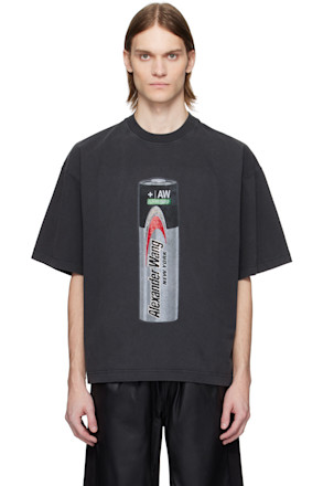 Black Battery Logo-Print Graphic T-shirt