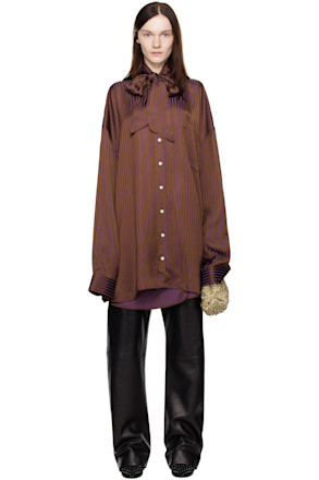 Brown Lavalliere Fitted Back XXL Shirt