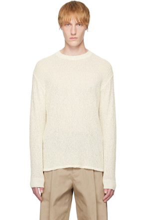Off-White Cotton Sheer Sweater