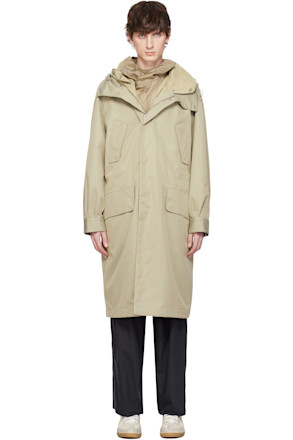 Beige Water Repellent Cotton Coat