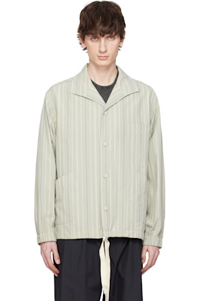 Khaki Cotton Striped Coach Jacket