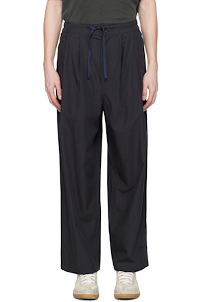 Black Silky Cotton Tucked Trousers