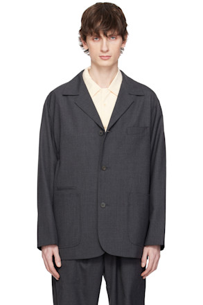 Gray English Wool 3 Button Blazer