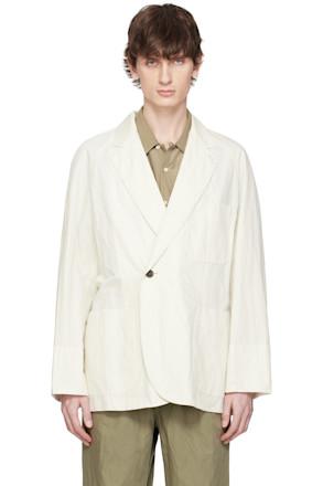 Off-White Washed Cotton Double Breasted Blazer
